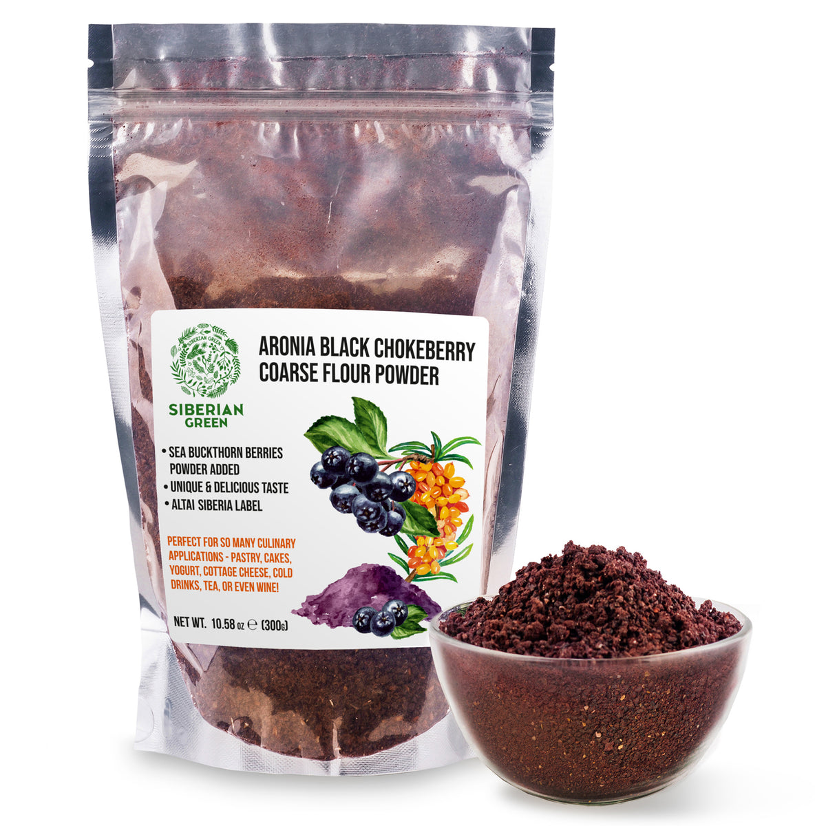 Siberian Green - Black Aronia Berry & Sea Buckthorn Powder – 300g (10.58 oz)