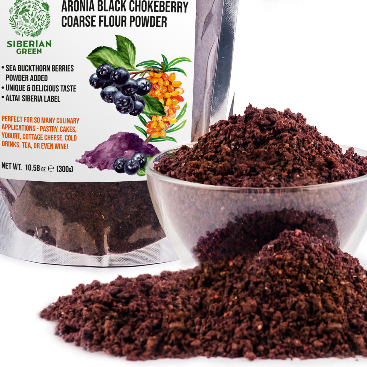 Siberian Green - Black Aronia Berry & Sea Buckthorn Powder – 300g (10.58 oz)