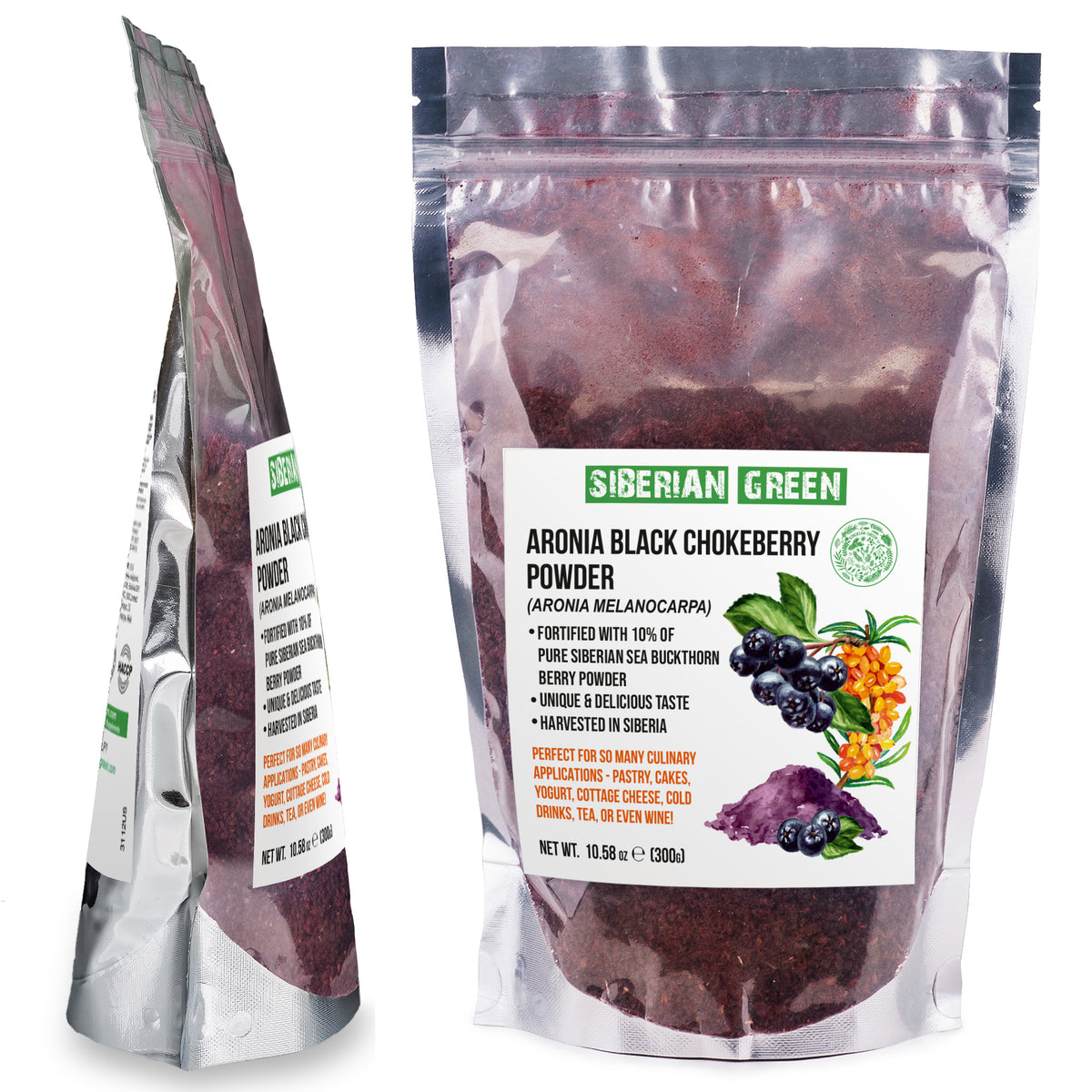 Aronia Berry Powder | Wild-Harvested Siberian Black Chokeberry | 300g