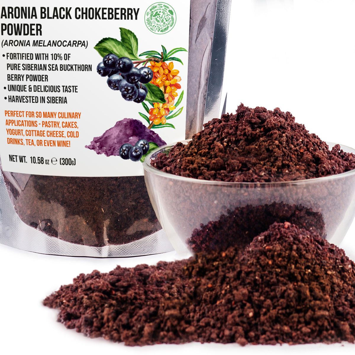 Aronia Berry Powder | Wild-Harvested Siberian Black Chokeberry | 300g