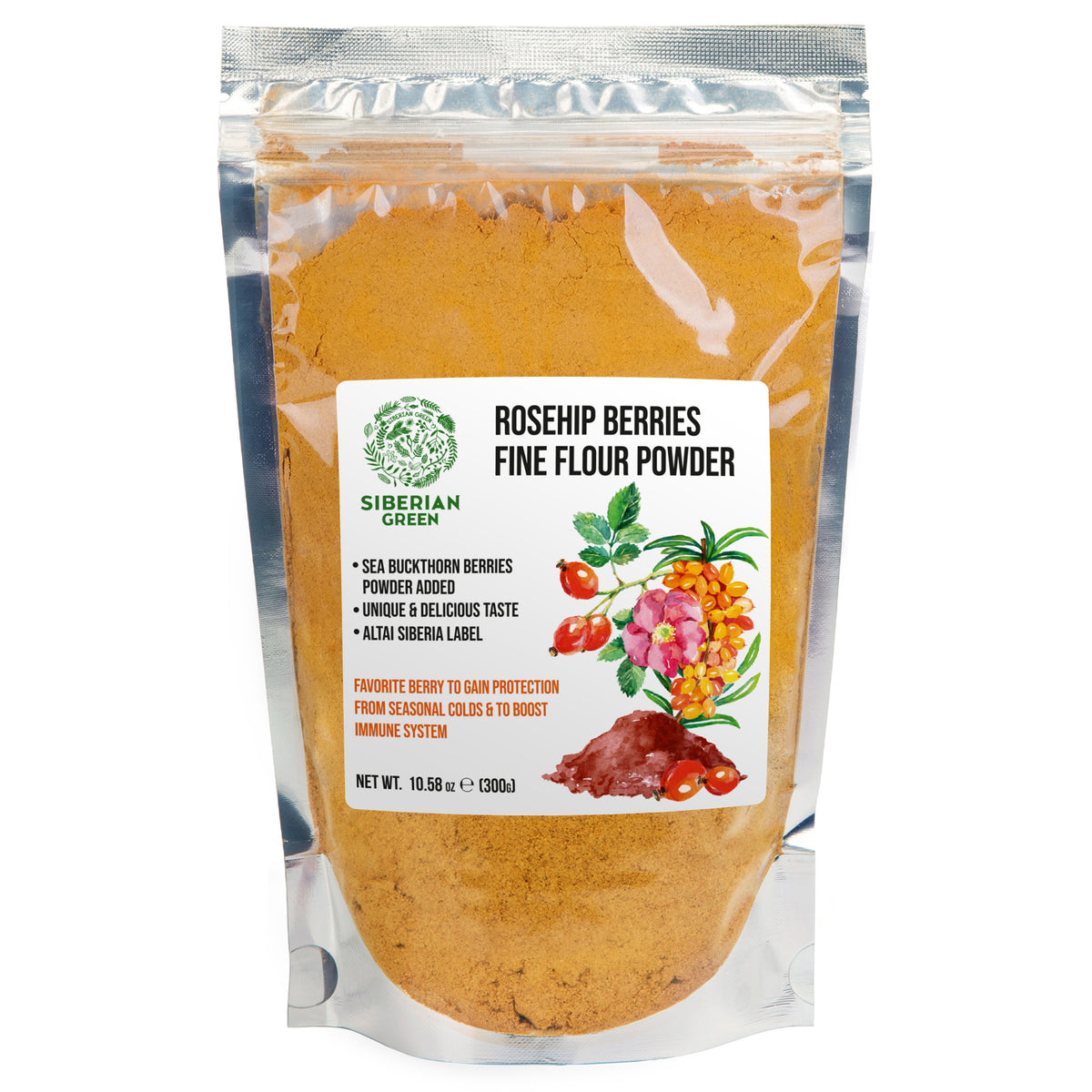 Siberian Rose Hips with Sea Buckthorn Berries Powder – 300g (10.58 oz)
