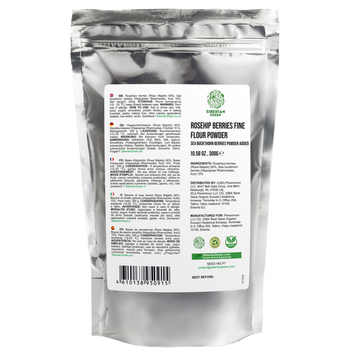 Siberian Rose Hips with Sea Buckthorn Berries Powder – 300g (10.58 oz)