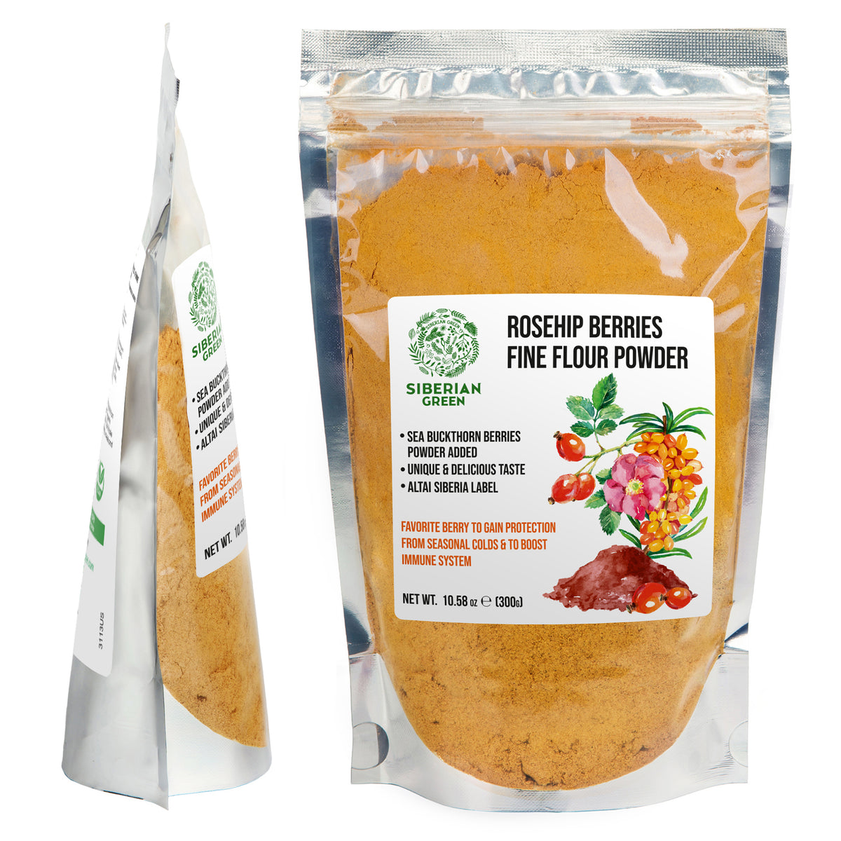 Siberian Rose Hips with Sea Buckthorn Berries Powder – 300g (10.58 oz)