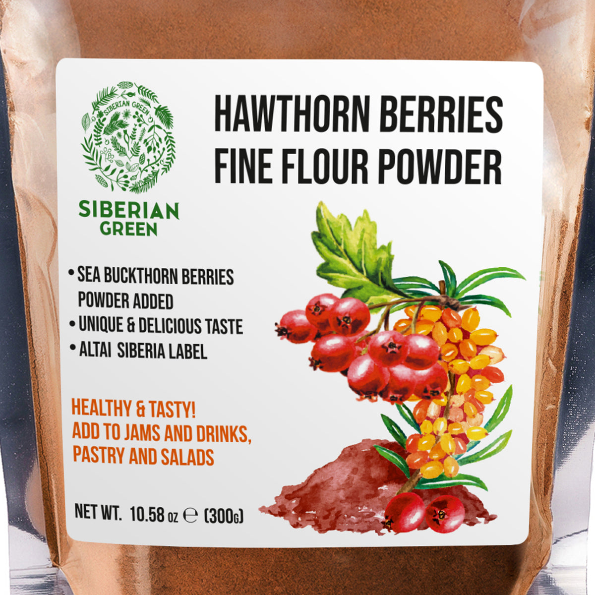 Siberian Hawthorn Powder with Sea Buckthorn – 300g