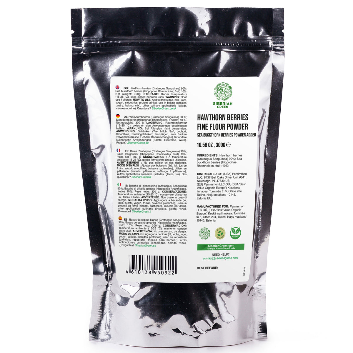 Siberian Hawthorn Powder with Sea Buckthorn – 300g