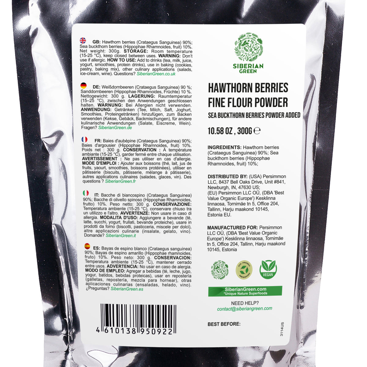 Siberian Hawthorn Powder with Sea Buckthorn – 300g