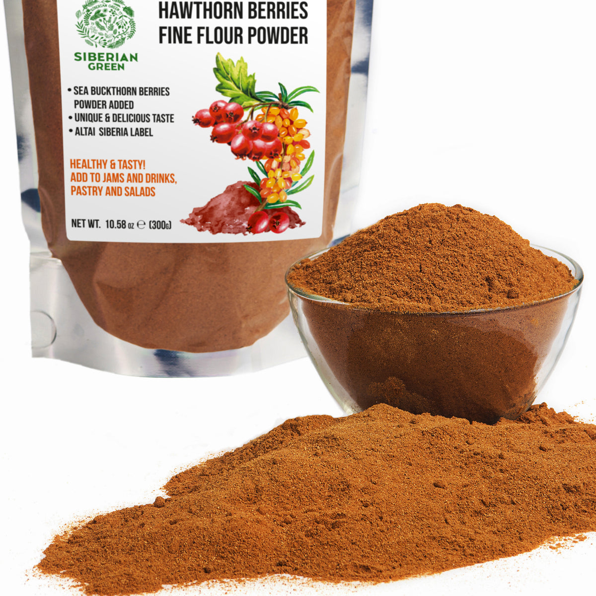 Siberian Hawthorn Powder with Sea Buckthorn – 300g