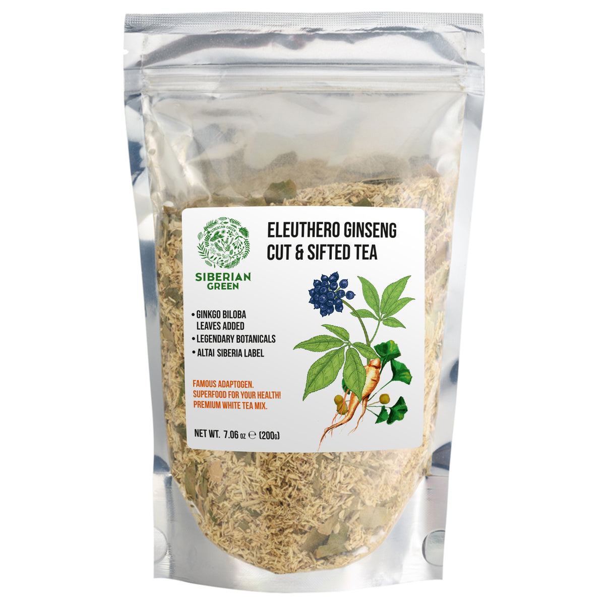 Organic Siberian Ginseng Powder with 10% Ginkgo Biloba