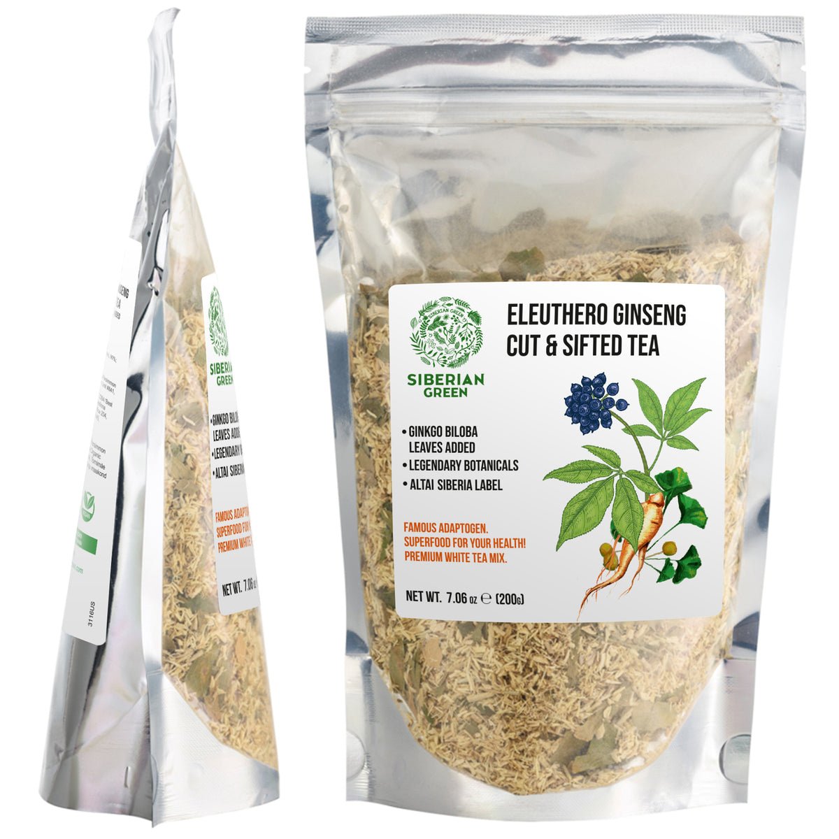Organic Siberian Ginseng Powder with 10% Ginkgo Biloba