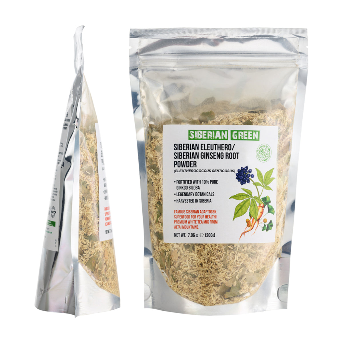 Organic Siberian Ginseng Powder with 10% Ginkgo Biloba