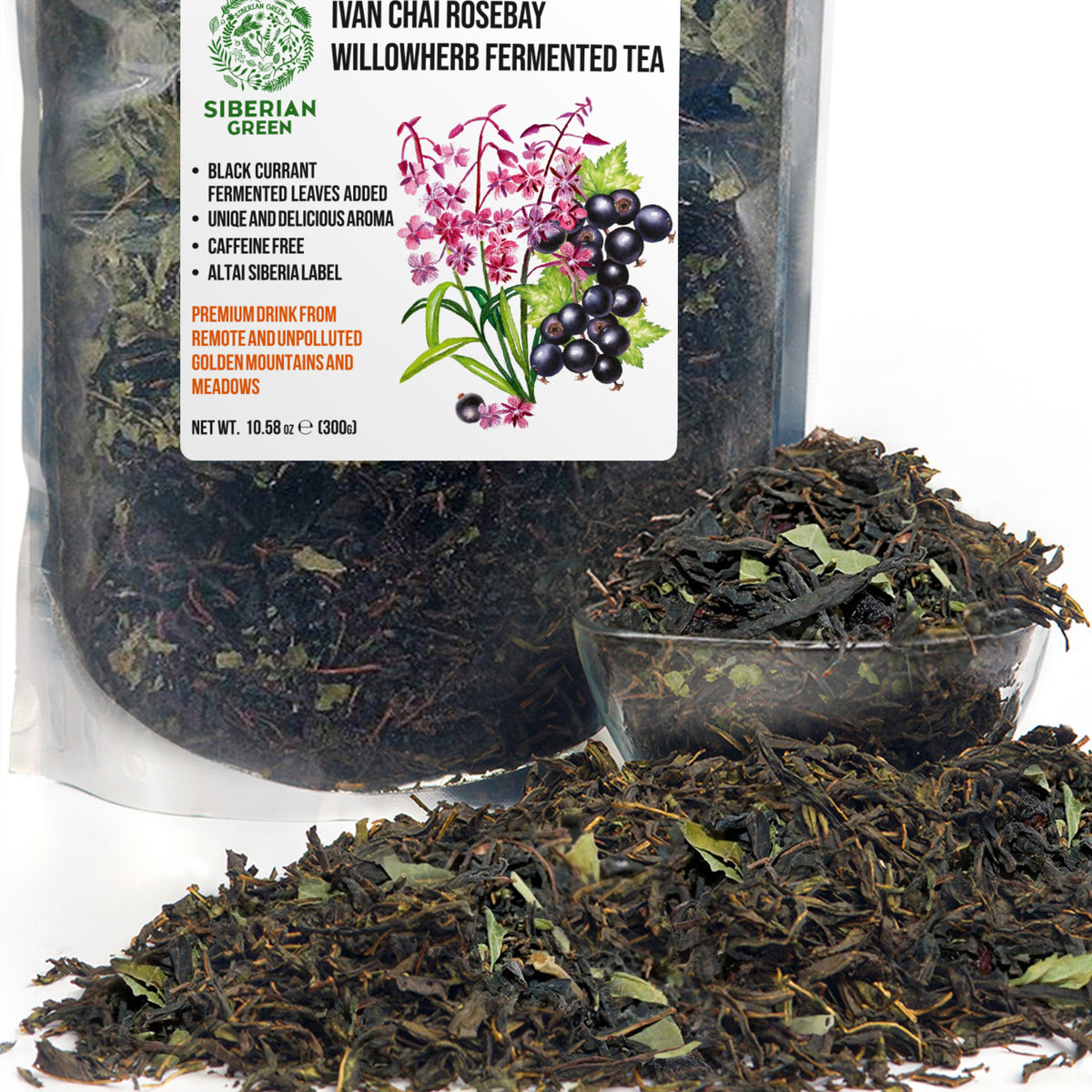 Siberian Green Fermented Ivan Tea with Black Currant Leaves – 300g