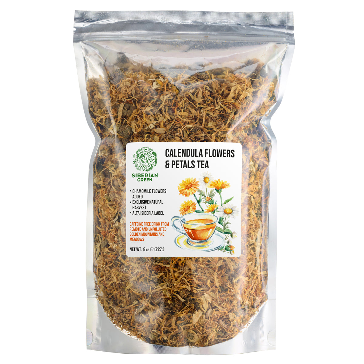 Té de pétalos de flores de caléndula verde siberiana 227 g (8 oz) Caléndula seca recolectada de forma silvestre en las montañas doradas de Altái