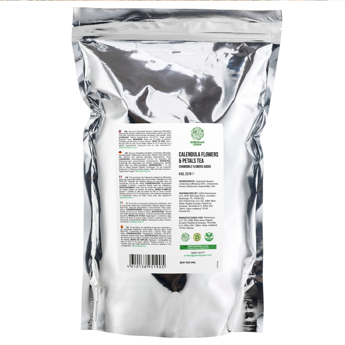 Té de pétalos de flores de caléndula verde siberiana 227 g (8 oz) Caléndula seca recolectada de forma silvestre en las montañas doradas de Altái