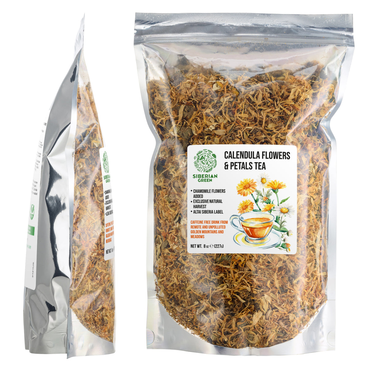 Té de pétalos de flores de caléndula verde siberiana 227 g (8 oz) Caléndula seca recolectada de forma silvestre en las montañas doradas de Altái