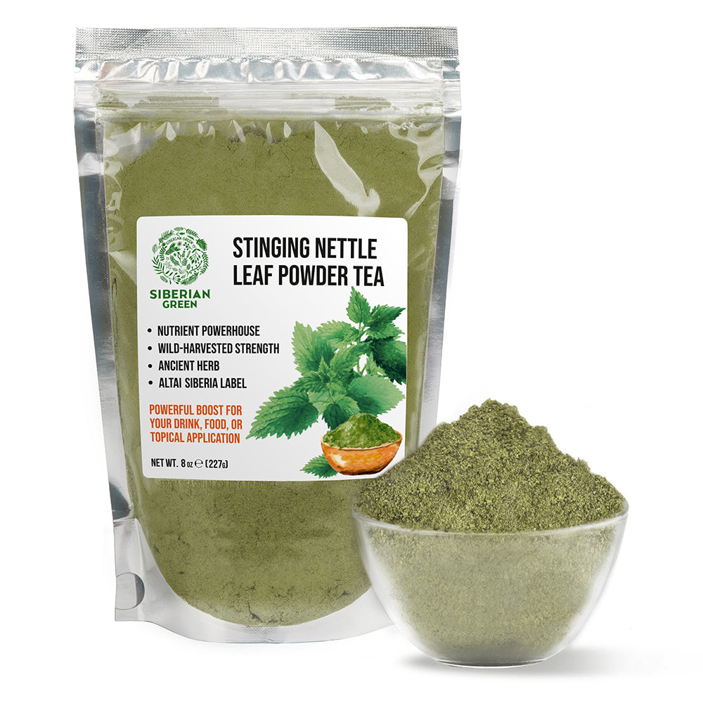 Siberian Green Stinging Nettle Leaf Powder Tea (Urtica dioica) – 8 oz (227 g) Vegan Herbal Powder, Non-GMO Green Superfood Drinks and Daily Wellness