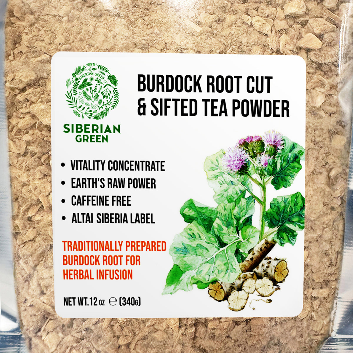 Siberian Burdock Root Cut and Sifted Coarse Powder Tea 12 oz (340g) Traditional Arctium lappa