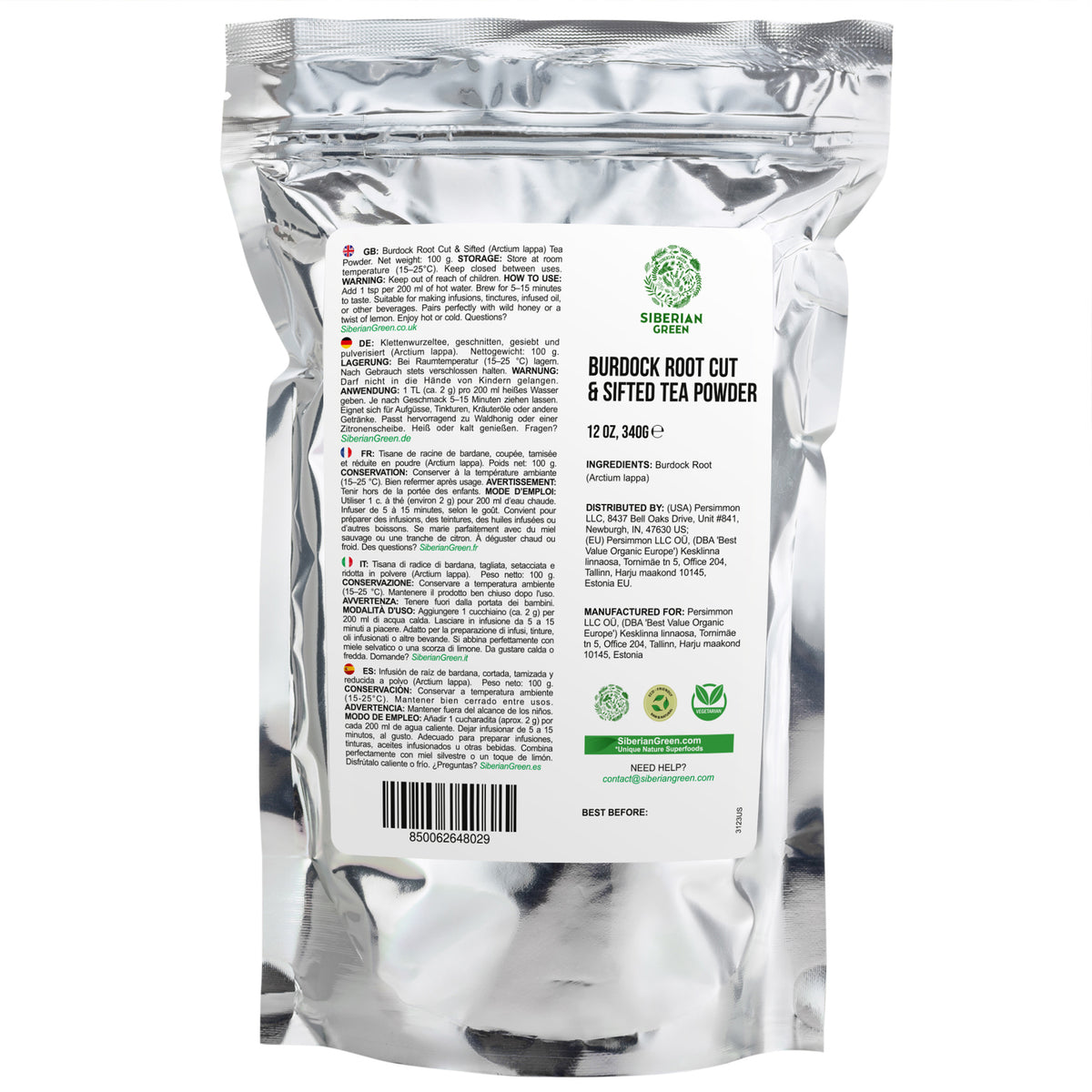 Siberian Burdock Root Cut and Sifted Coarse Powder Tea 12 oz (340g) Traditional Arctium lappa