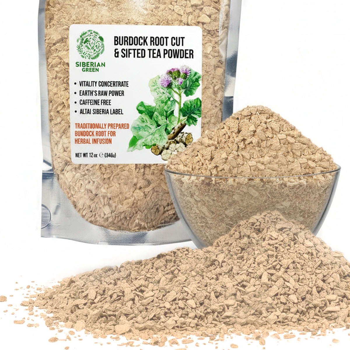 Siberian Burdock Root Cut and Sifted Coarse Powder Tea 12 oz (340g) Traditional Arctium lappa