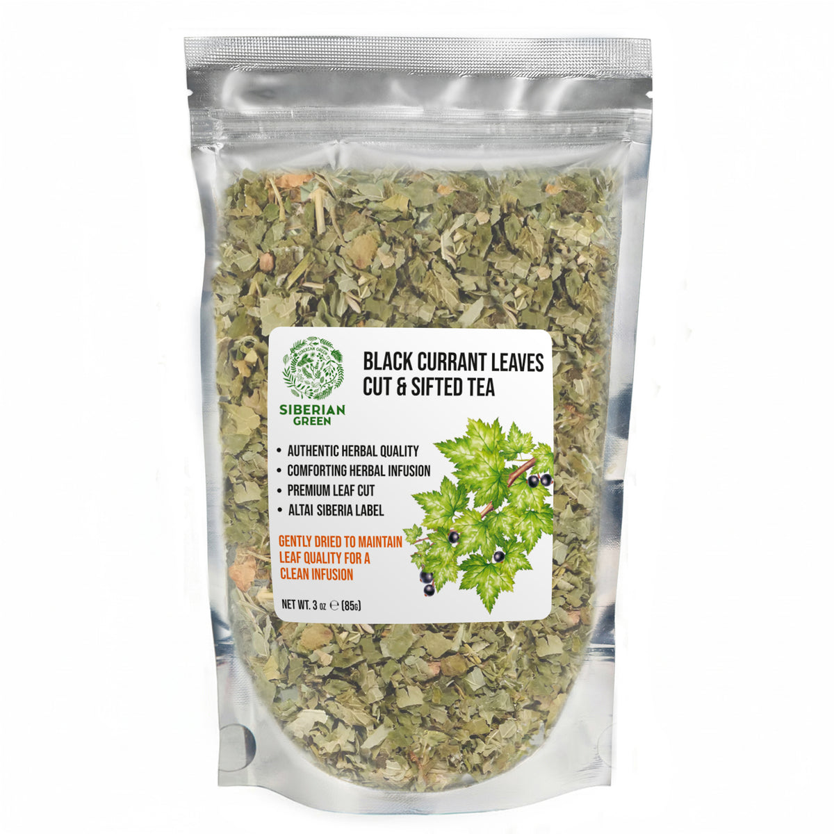 Siberian Green Black Currant Leaf Tea Loose Leaf Cut and Sifted 3 oz (85 g) Wild-Grown Ribes nigrum Immune and Wellness Support