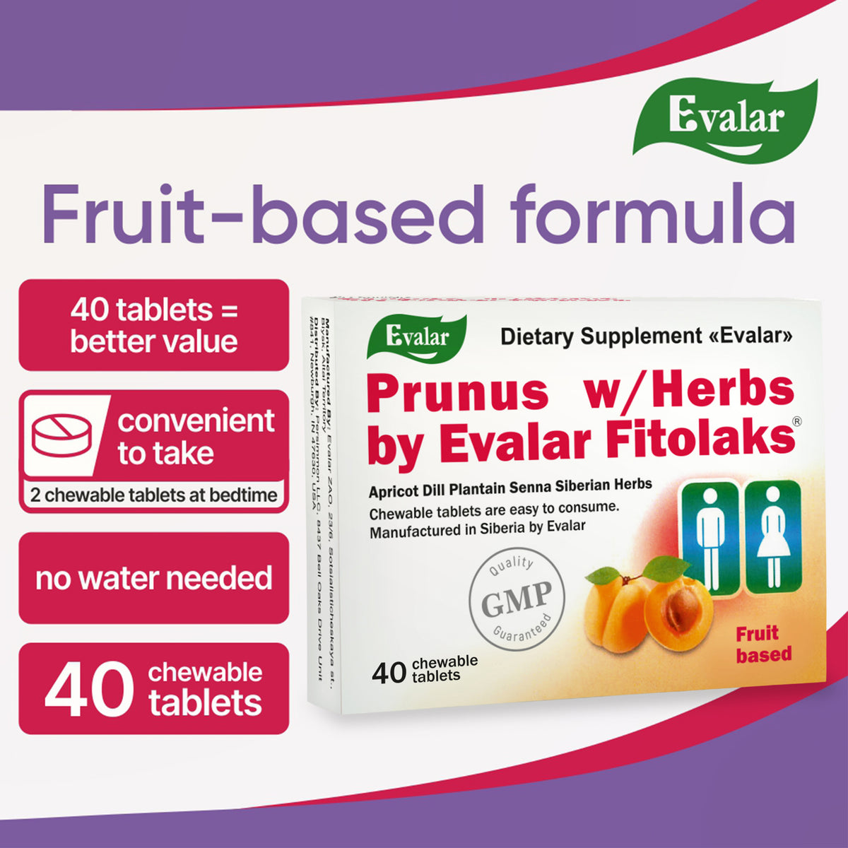 Prunus with Herbs by Evalar Fitolaks 40 Tabs