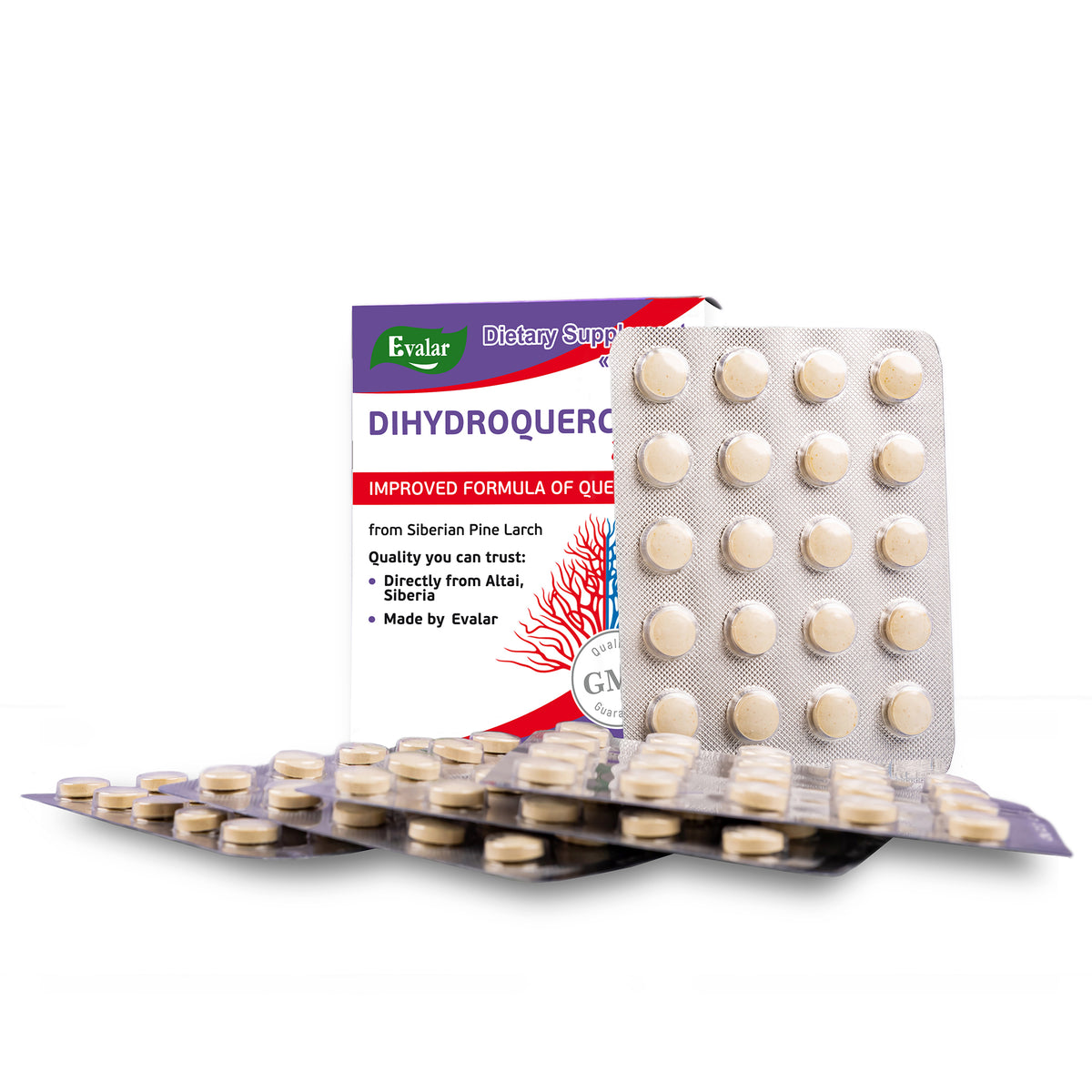 Alerce de pino siberiano de Evalar Dihydro Quercetin 100 tabletas