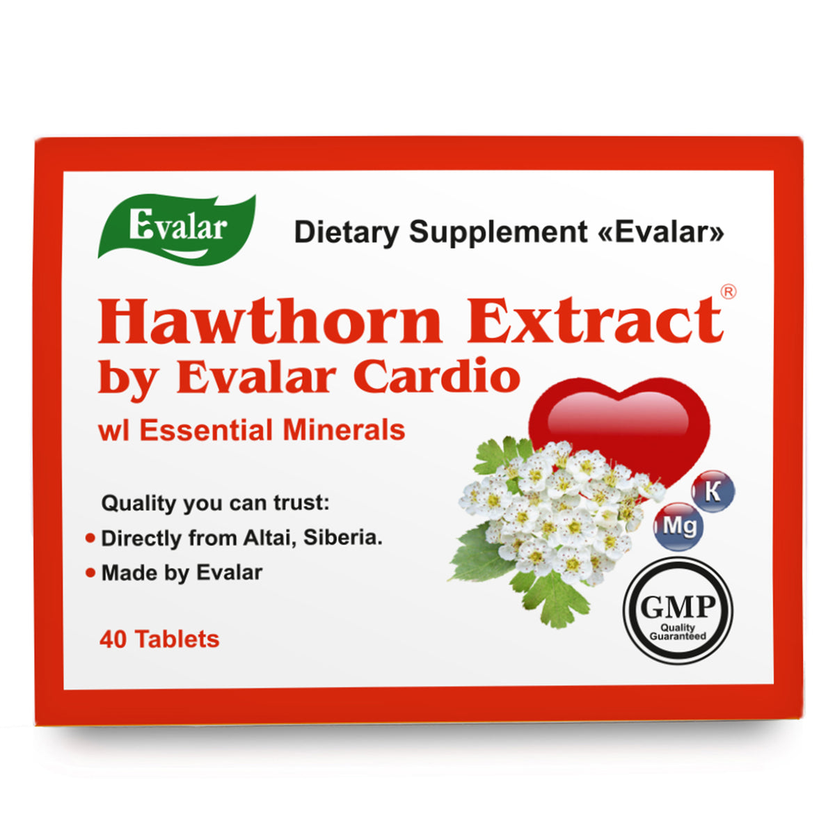 Hawthorn Extract with Essential Minerals by Evalar 40 Tabs