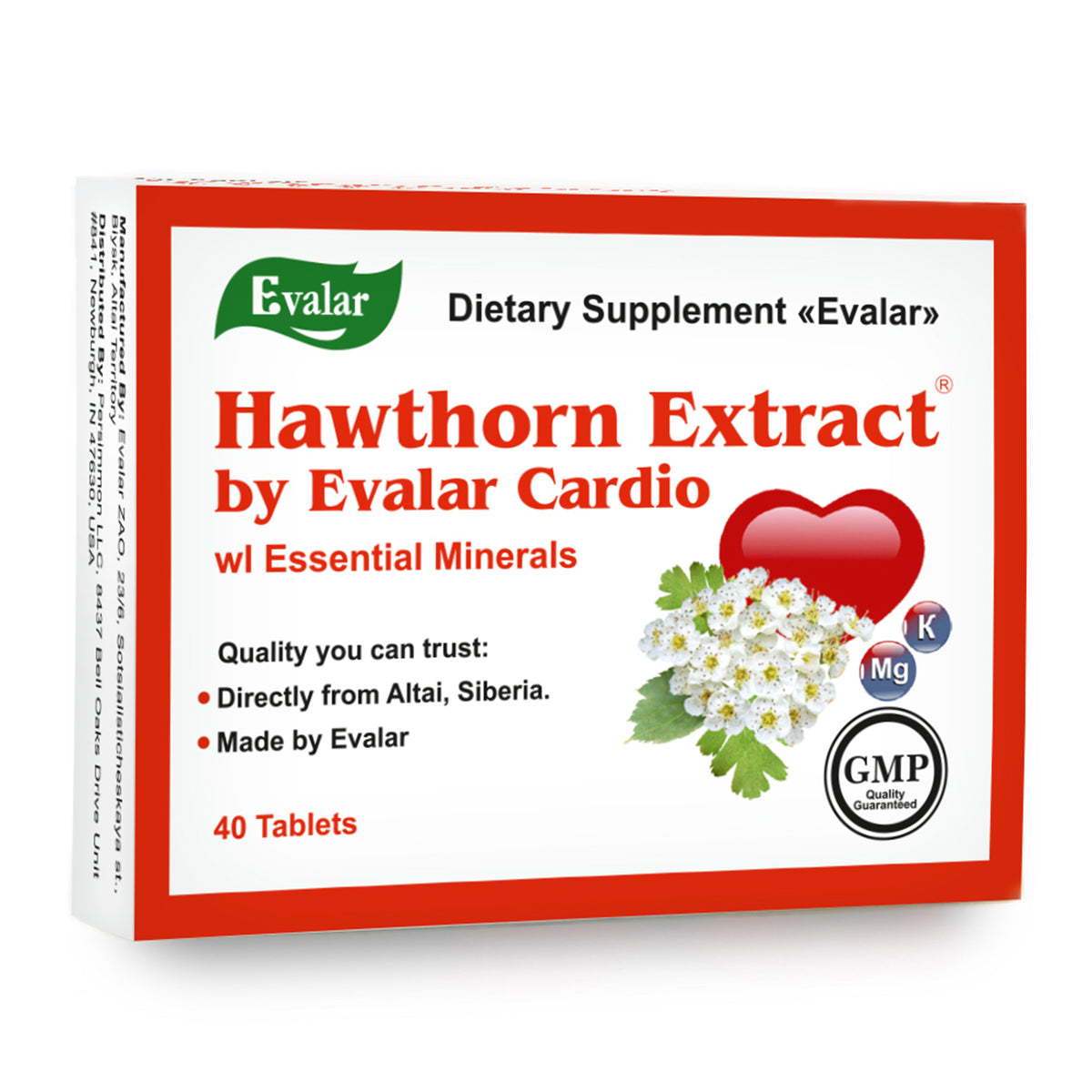 Hawthorn Extract with Essential Minerals by Evalar 40 Tabs