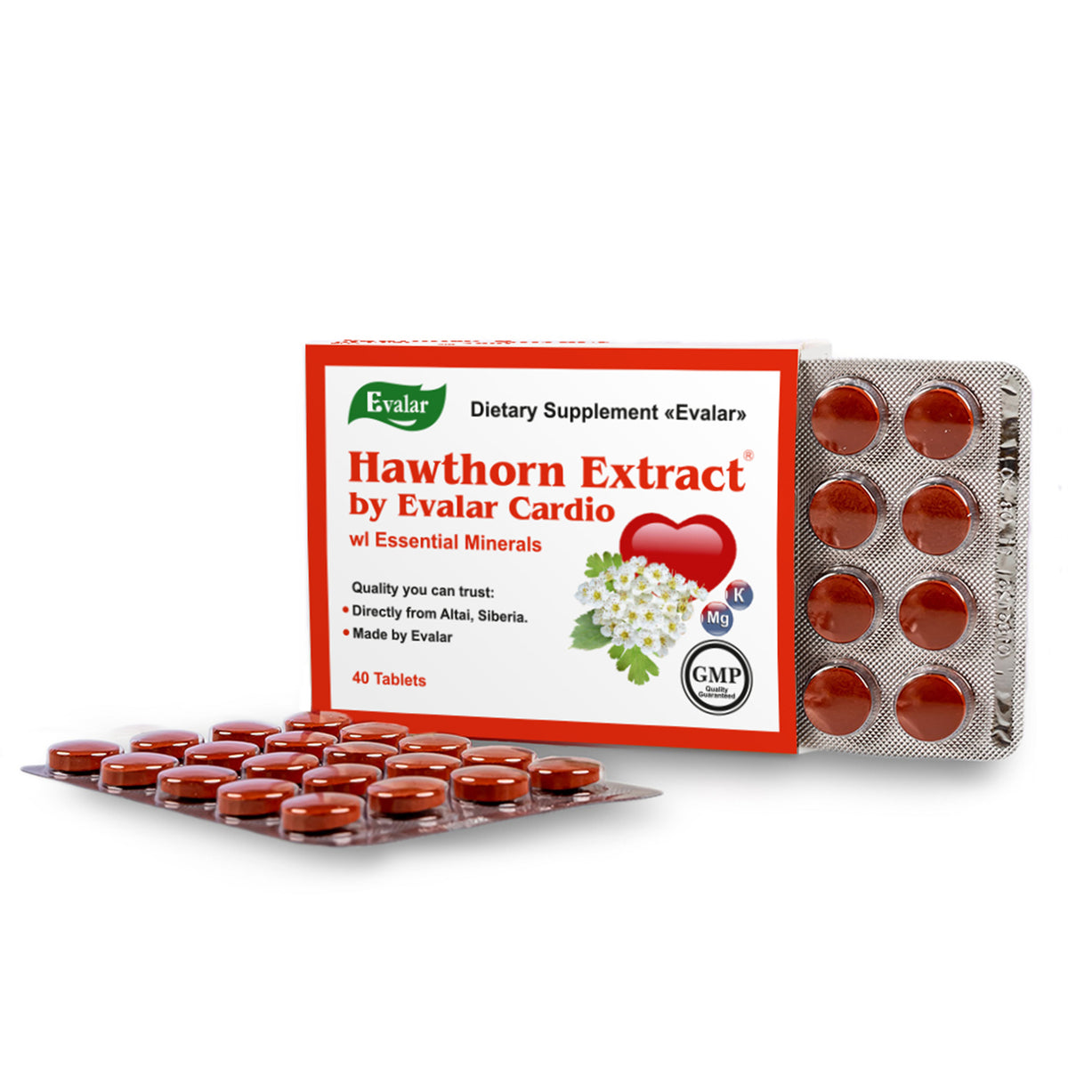 Hawthorn Extract with Essential Minerals by Evalar 40 Tabs