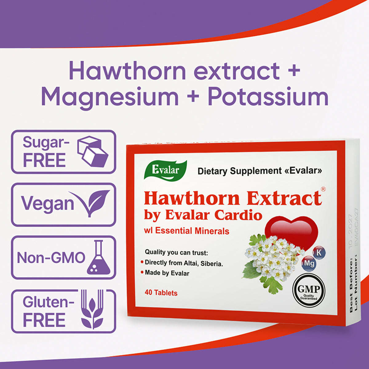 Hawthorn Extract with Essential Minerals by Evalar 40 Tabs