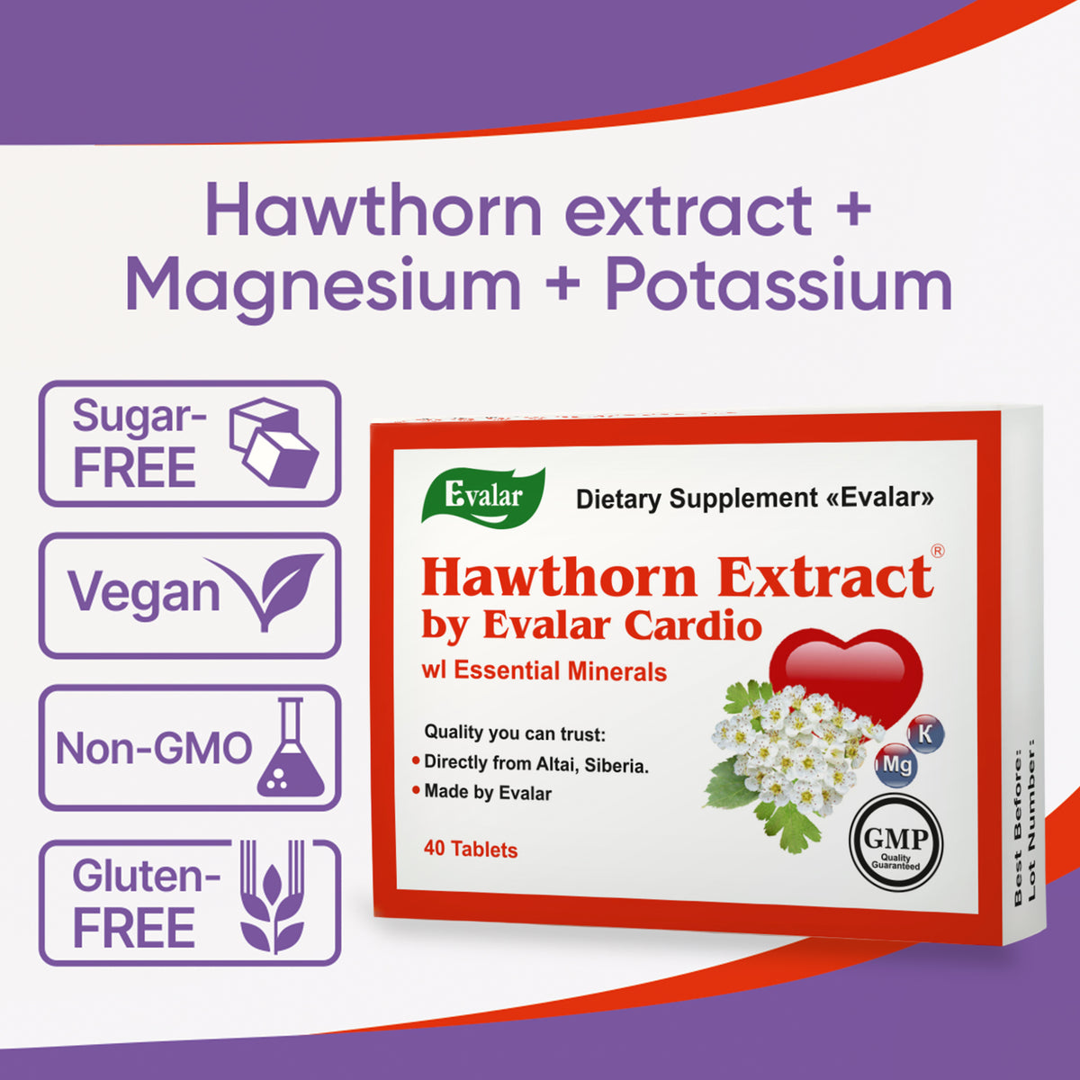 Hawthorn Extract with Essential Minerals by Evalar 40 Tabs