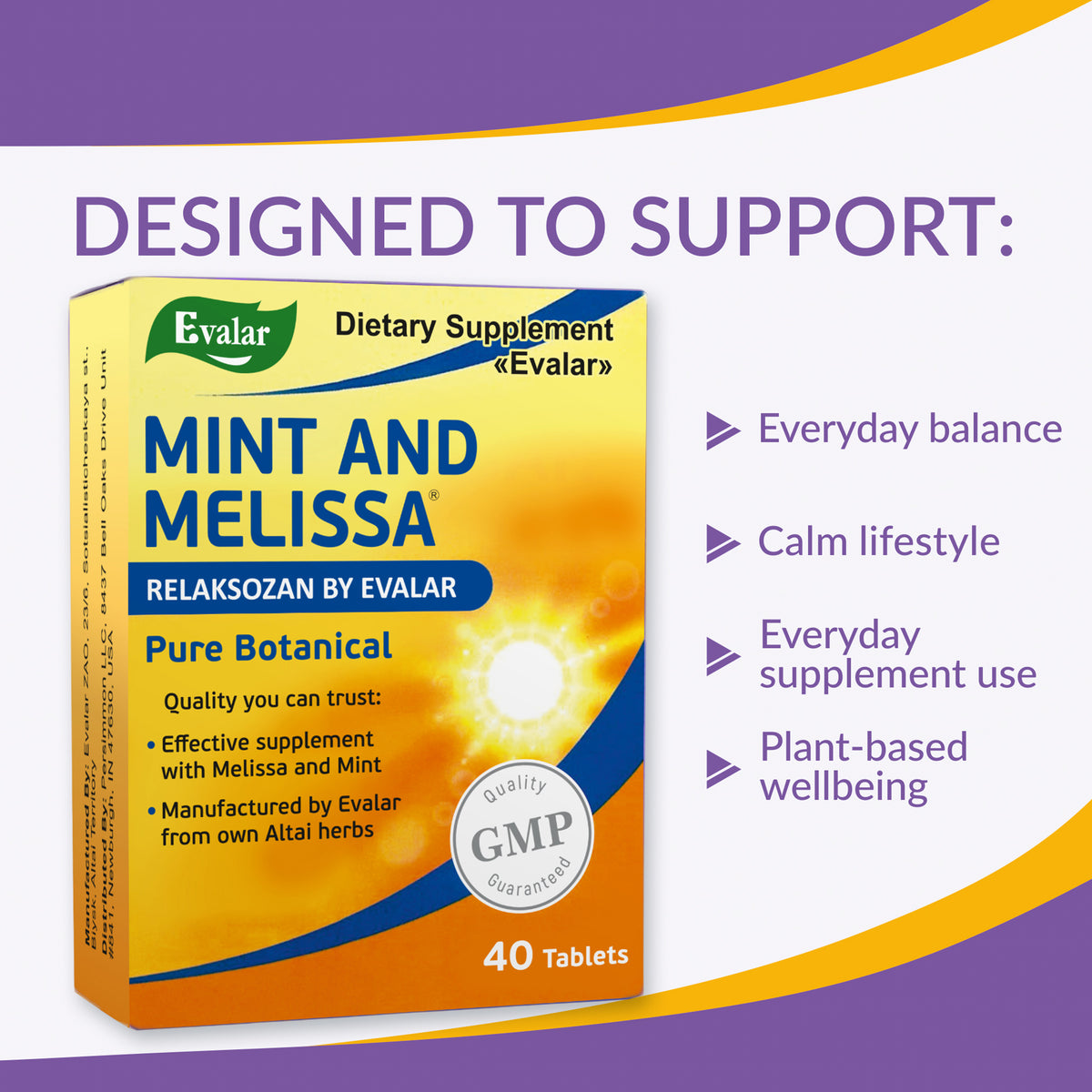 Mint Melissa Herbs by Evalar 40 Tabs