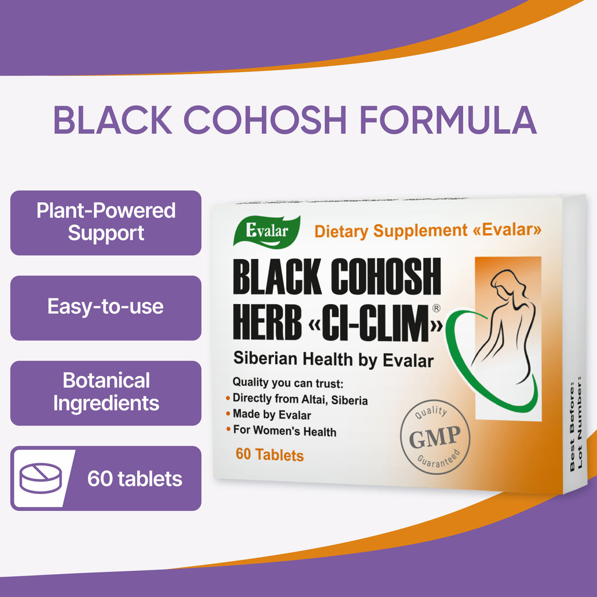 Black Cohosh Herbal Extract by Evalar Ci-Klim 60 Tabs