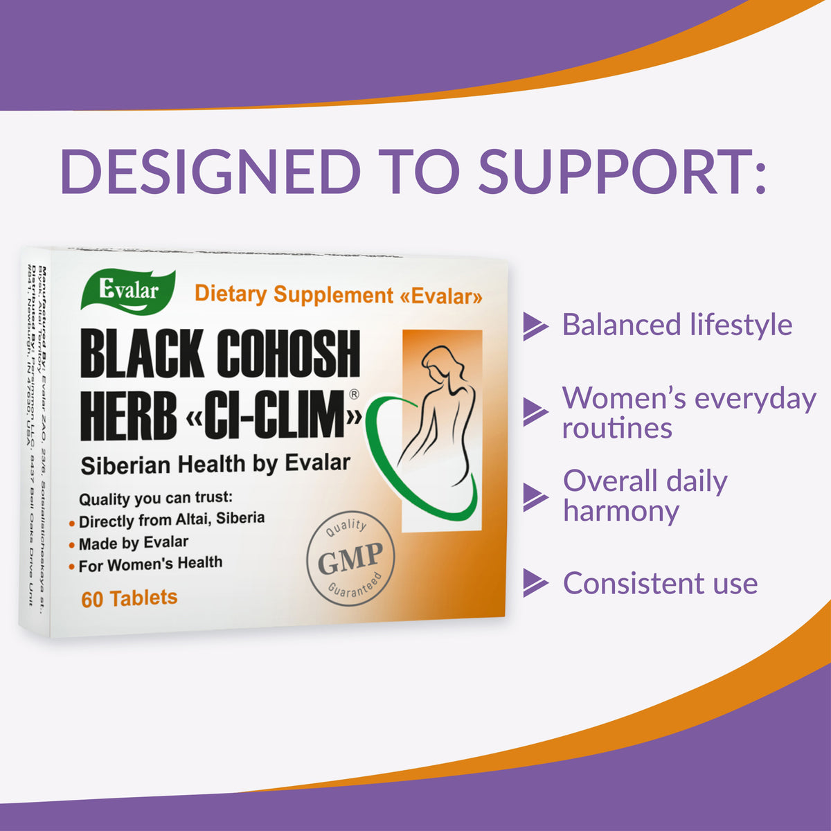 Black Cohosh Herbal Extract by Evalar Ci-Klim 60 Tabs