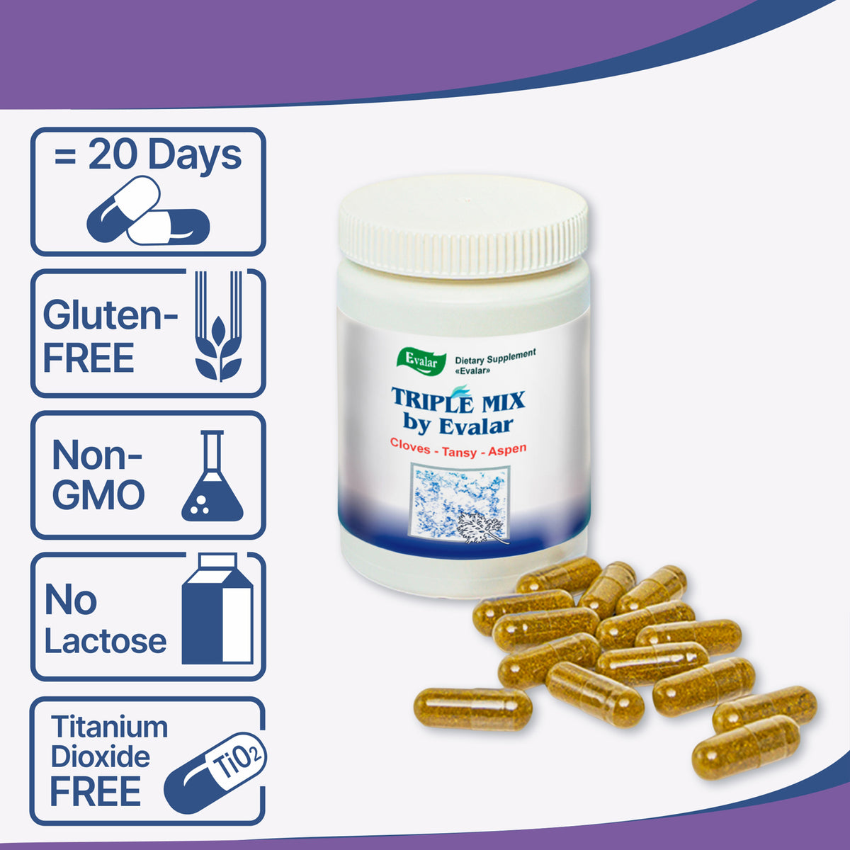 Cloves, Tansy & Aspen Herbal Mix – Evalar 40 Capsules