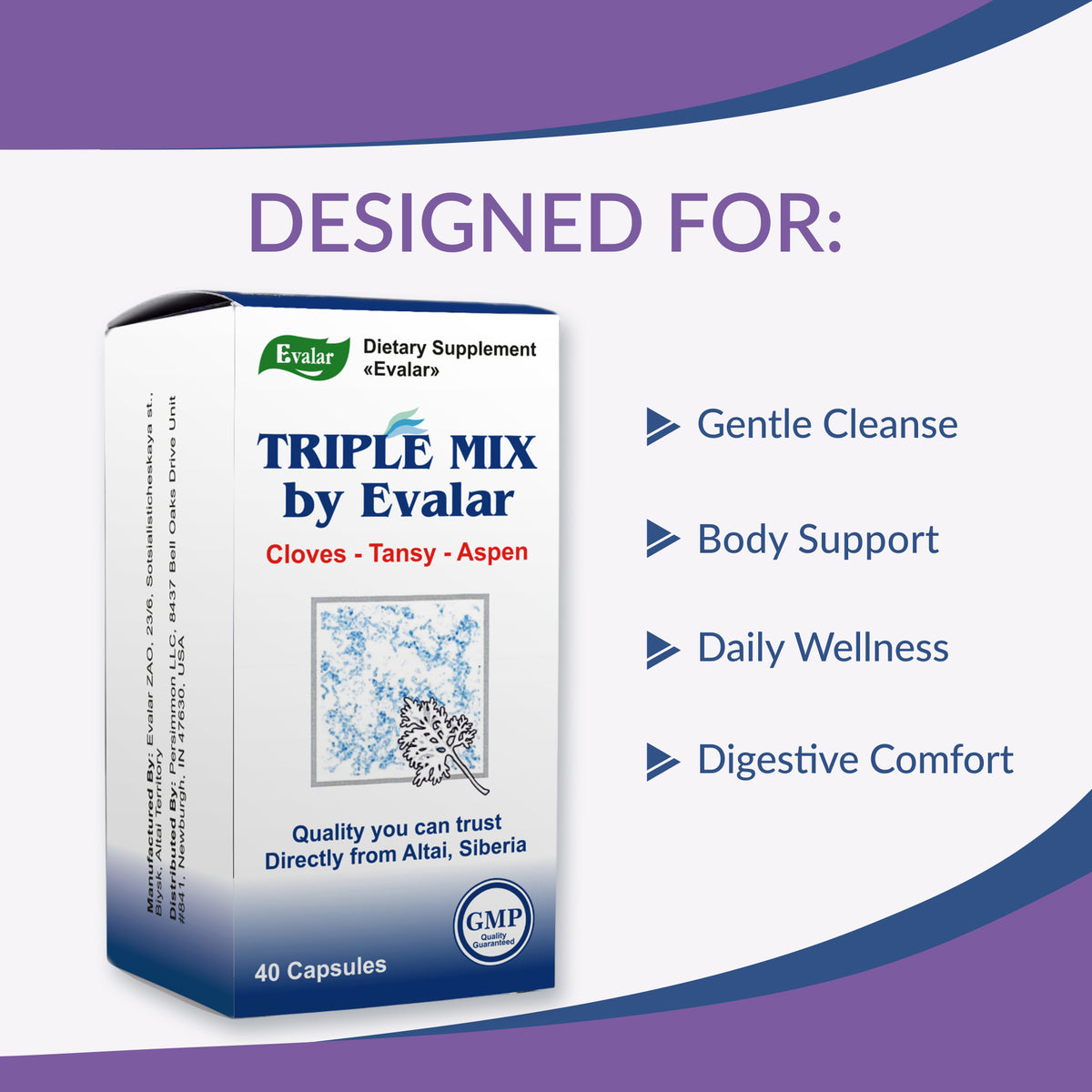 Cloves, Tansy & Aspen Herbal Mix – Evalar 40 Capsules