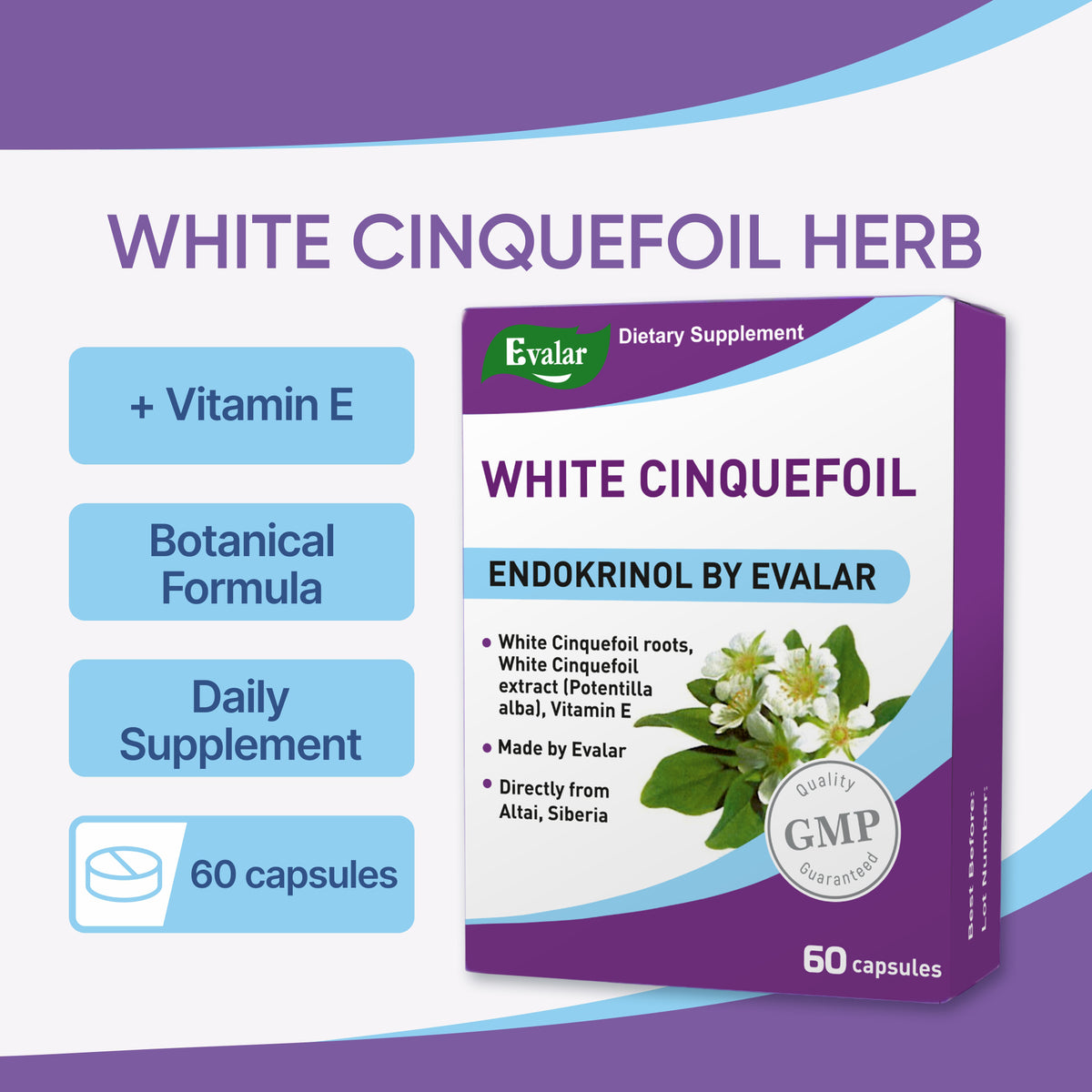 White Cinquefoil Herb by Evalar 60 Caps