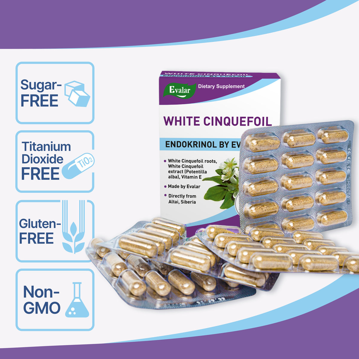 White Cinquefoil Herb by Evalar 60 Caps