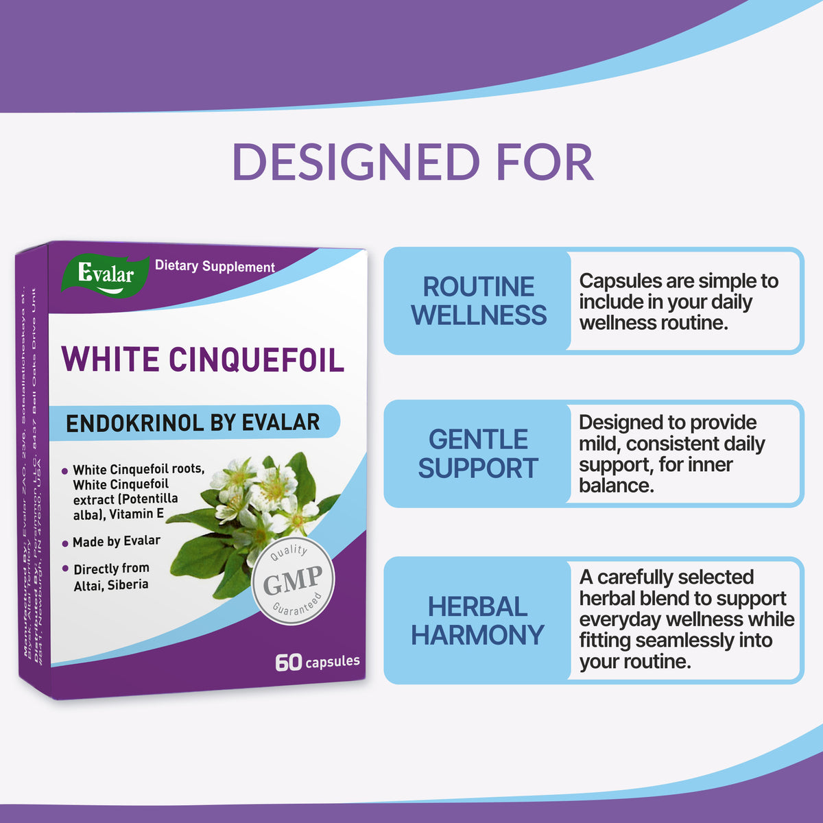 White Cinquefoil Herb by Evalar 60 Caps