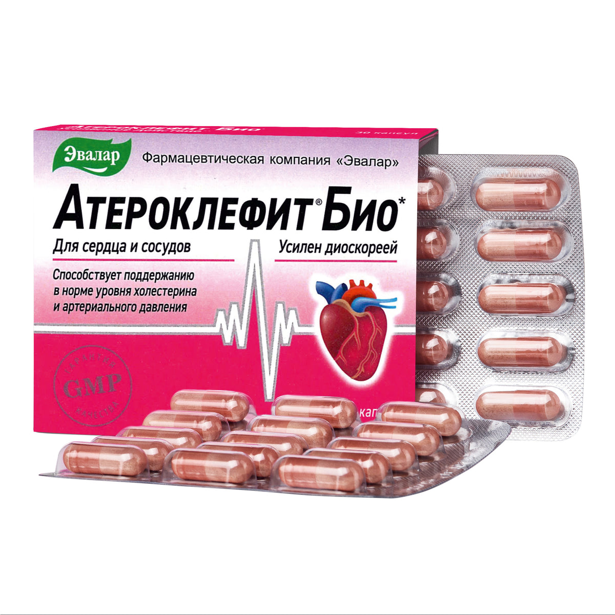 Dioscorea Villosa Wild Yam Red Clover by Evalar Ateroklefit Herb 30 Caps