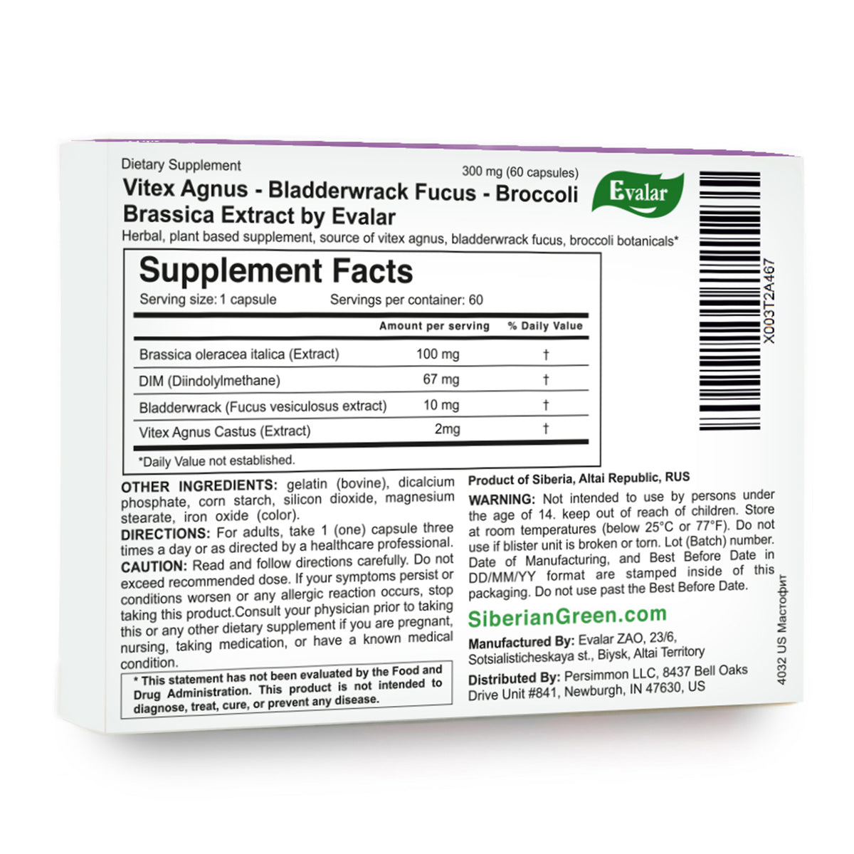 Extracto de fucus, ajenjo, árbol casto y fucus Mastofit Herb de Evalar 100 tabletas