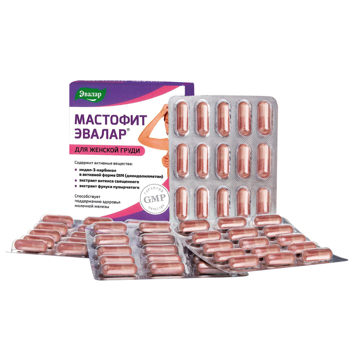 Extracto de fucus, ajenjo, árbol casto y fucus Mastofit Herb de Evalar 100 tabletas