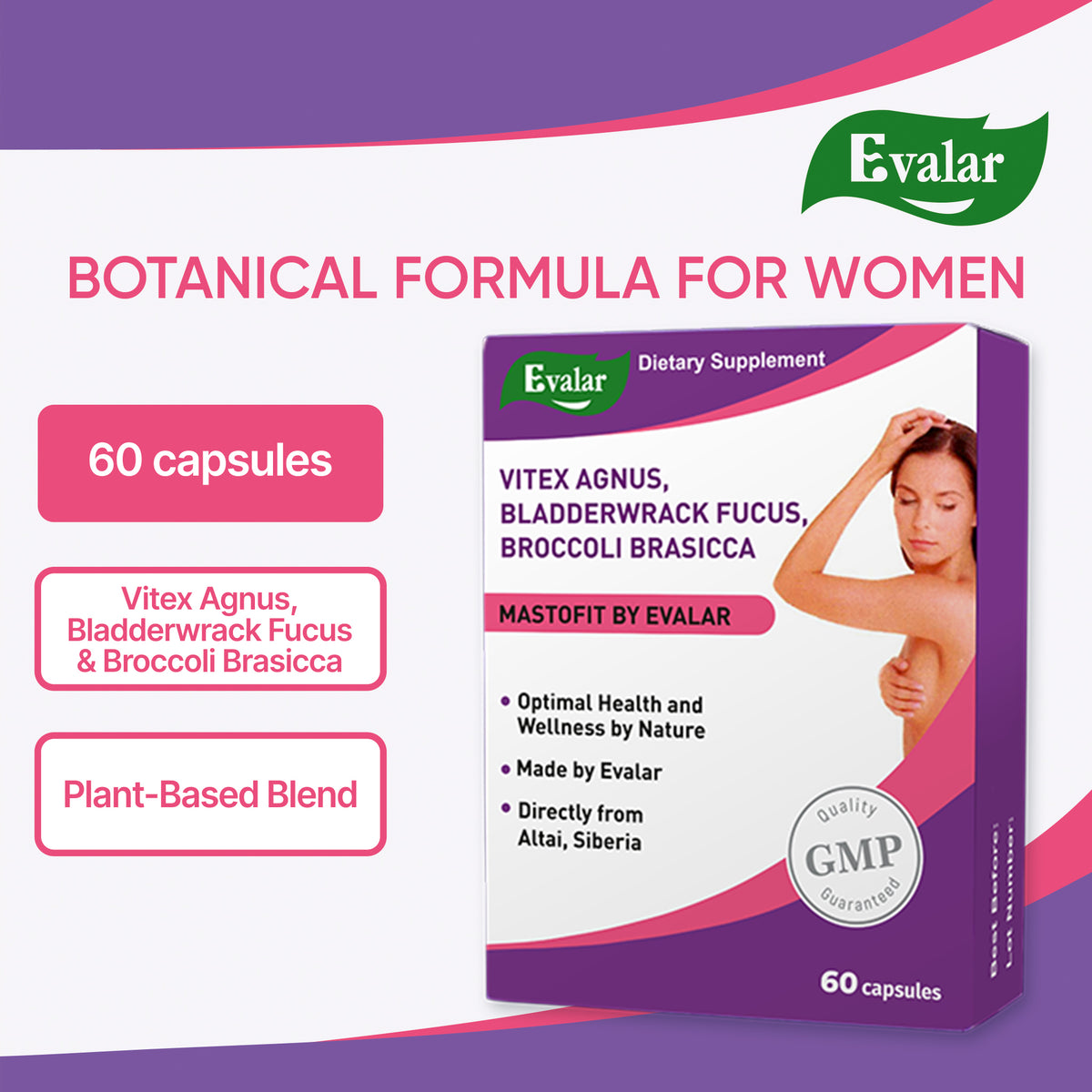 Extracto de fucus, ajenjo, árbol casto y fucus Mastofit Herb de Evalar 100 tabletas
