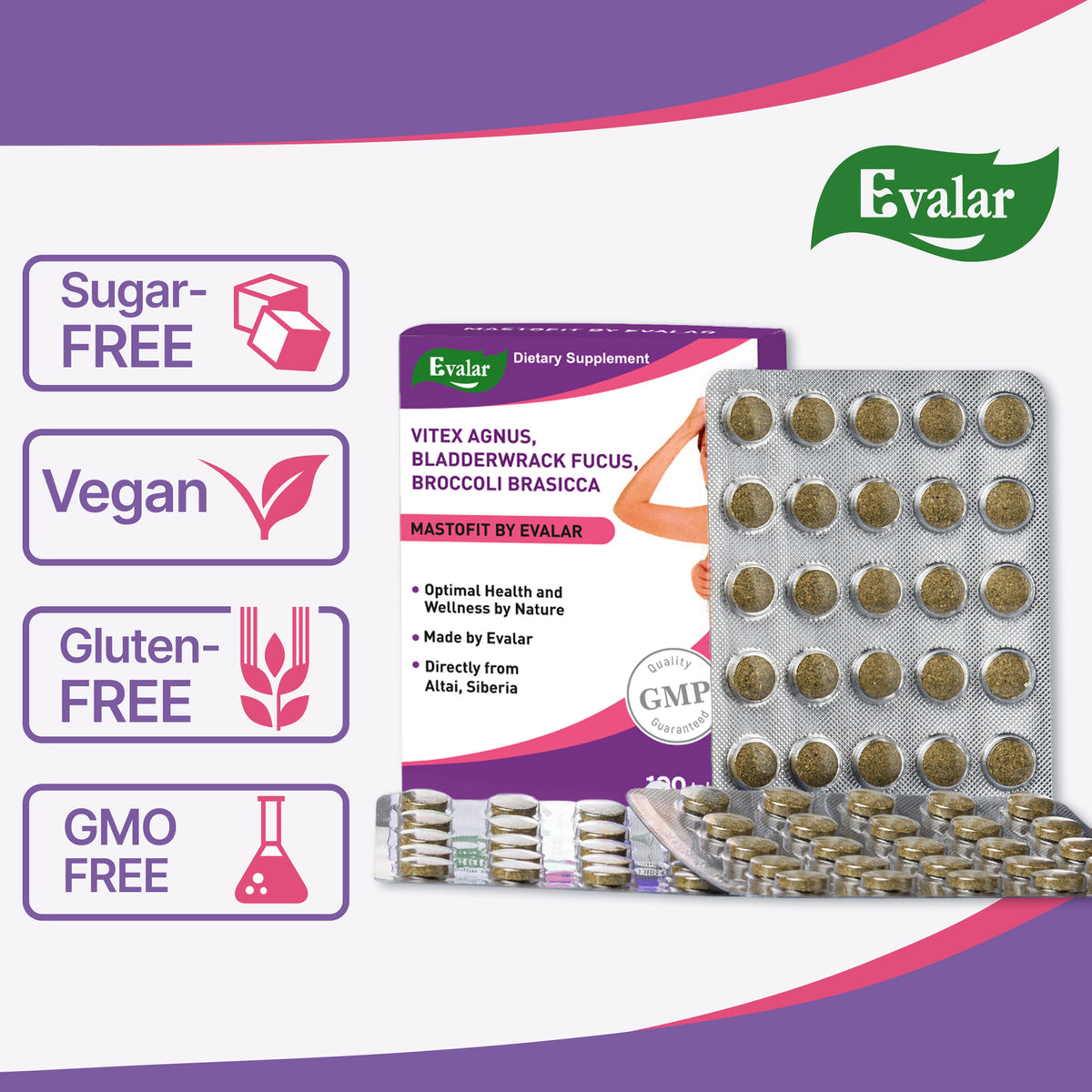 Vitex Chaste Tree Bladderwrack Fucus Extract Mastofit Herb by Evalar 100 Tab