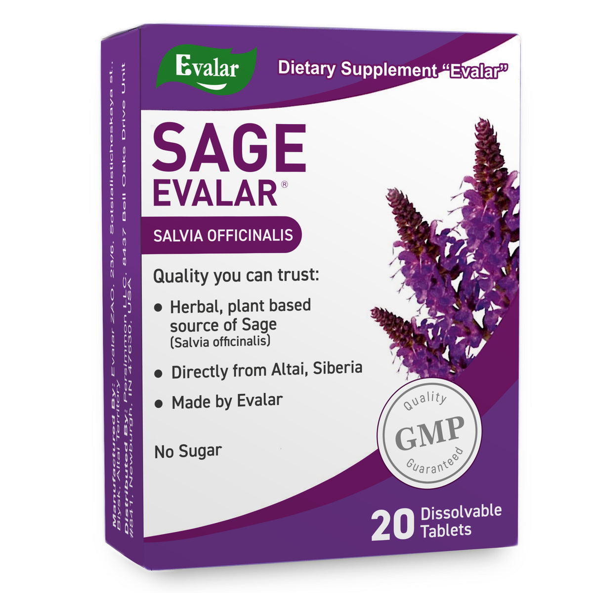Sage Salvia officinalis Herb by Evalar Dissolvable 20 Tabs