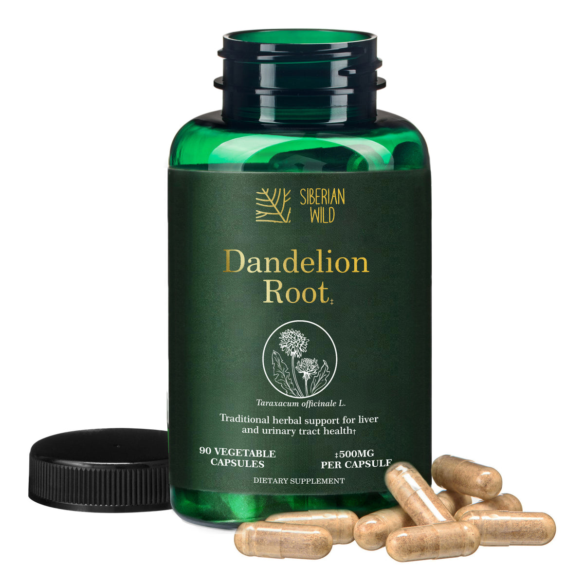 Siberian Wild Dandelion Root Capsules – 1500mg Vegan Liver Support