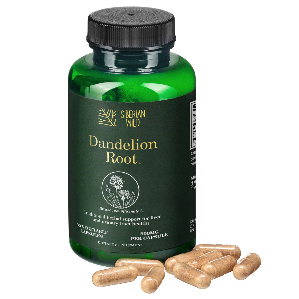 Siberian Wild Dandelion Root Capsules – 1500mg Vegan Liver Support