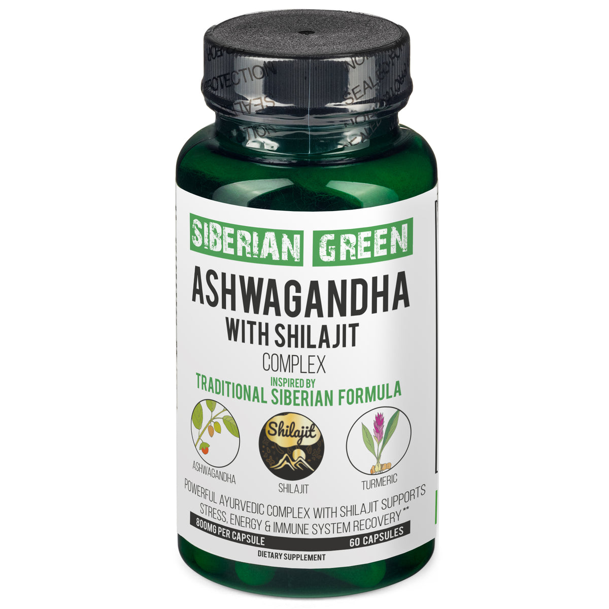 Ashwagandha con Shilajit de Altai y cúrcuma | Complejo de hierbas ayurvédicas 60 cápsulas