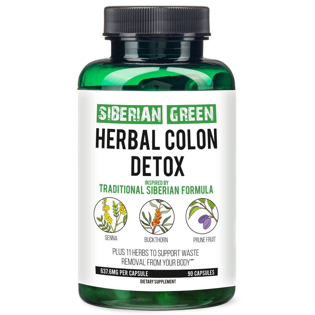 Desintoxicación de colon a base de hierbas Siberian Herbs 90 cápsulas - Senna, espino cerval y ciruela pasa