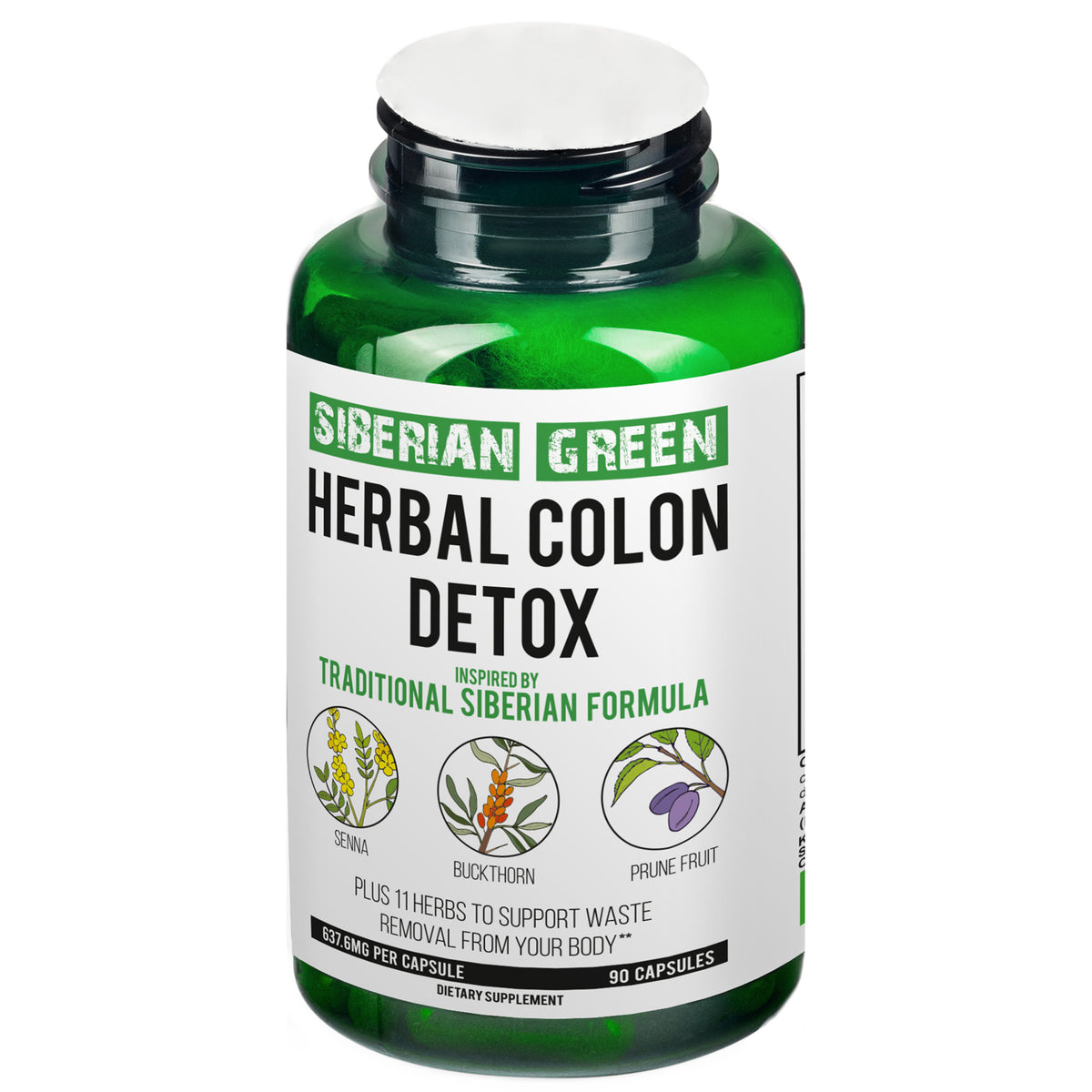 Desintoxicación de colon a base de hierbas Siberian Herbs 90 cápsulas - Senna, espino cerval y ciruela pasa