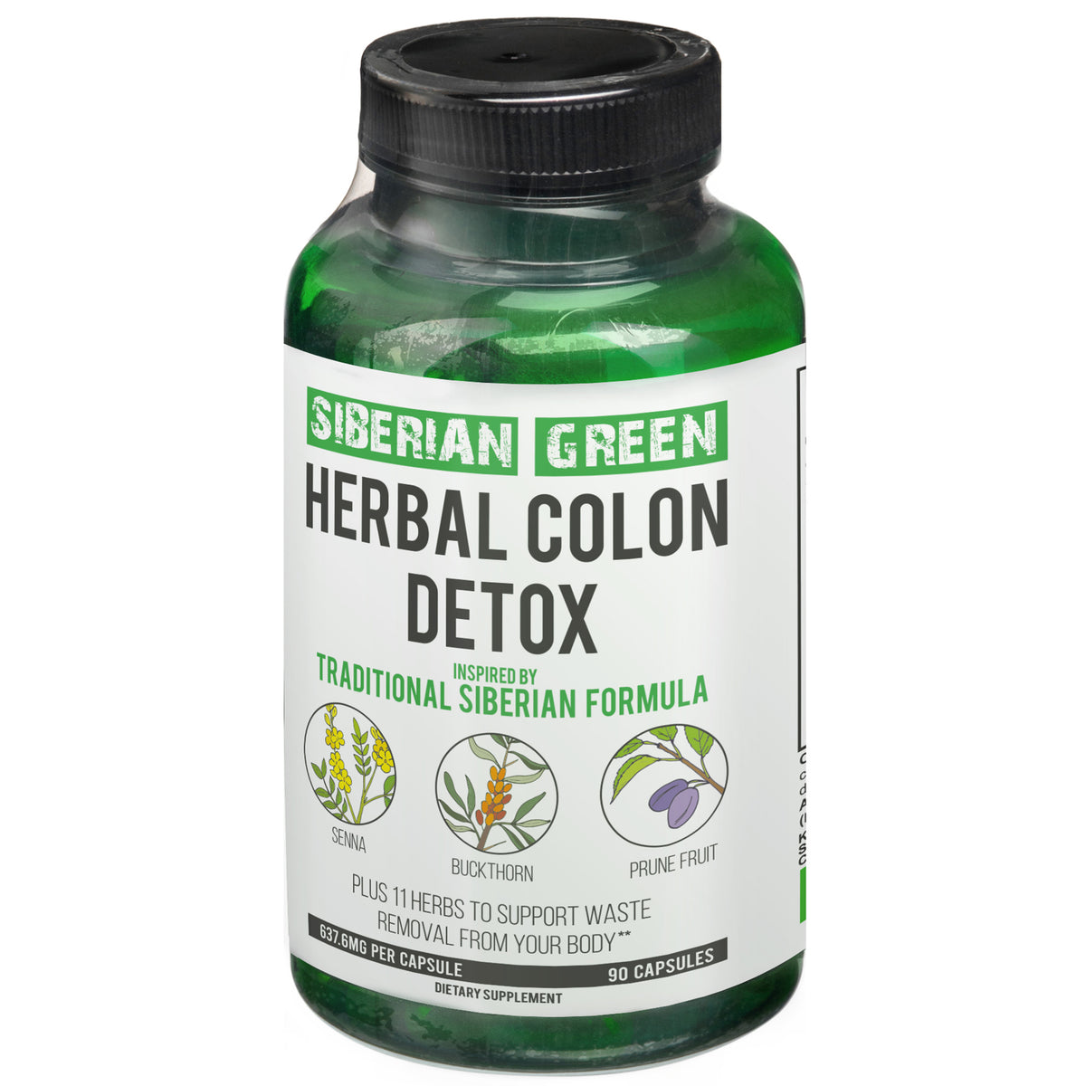 Desintoxicación de colon a base de hierbas Siberian Herbs 90 cápsulas - Senna, espino cerval y ciruela pasa